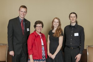 Chancellor Blank with the 2016 Herfurth Kubly Award winners at the Chancellor's Undergraduate Awards Ceremony (not pictured: Alannah Spencer).