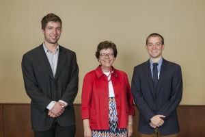Chancellor Blank with 2016 Truman Finalists Wilder Deitz and Jake Roble (not pictured: Truman Scholar Deshawn McKinney).